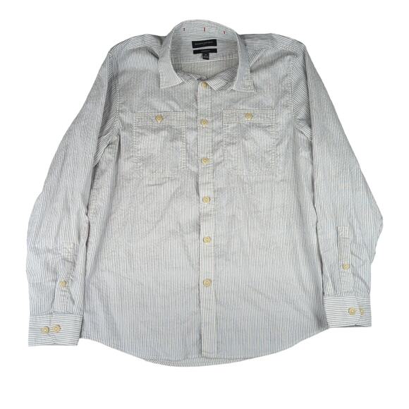 Banana Republic Standard Fit Long Sleeve Indigo Shirt Mini Stripe Blue Medium‎ - Picture 1 of 5